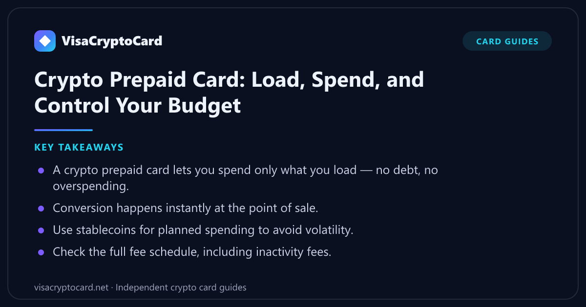 Crypto Prepaid Card: Load, Spend, and Control Your Budget — key takeaways: A crypto prepaid card lets you spend only what you load — no debt, no overspending. Conversion happens instantly at the point of sale. Use stablecoins for…